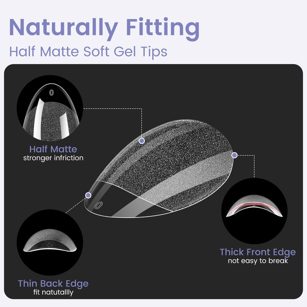 Wilfniee soft gel material nail tips offer comfortable, flexible wear.