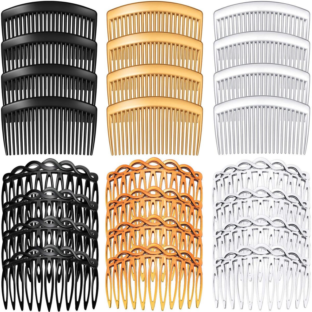 WILLBOND 11-tooth arc-design side comb in black secures medium-length hair with ease.
