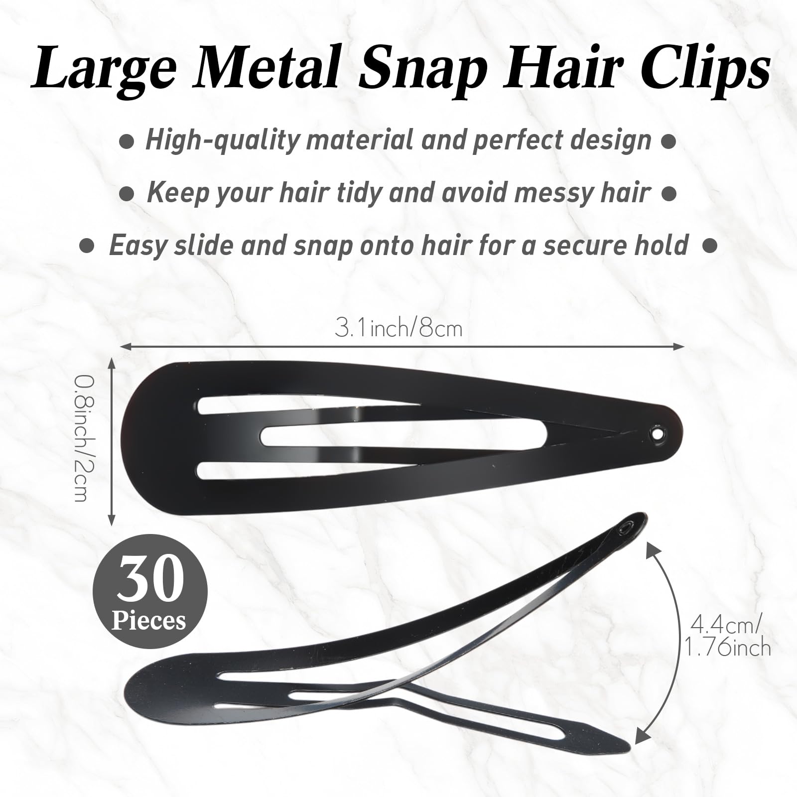 Willbond 3.1-inch snap clip in black for ponytails and updos.
