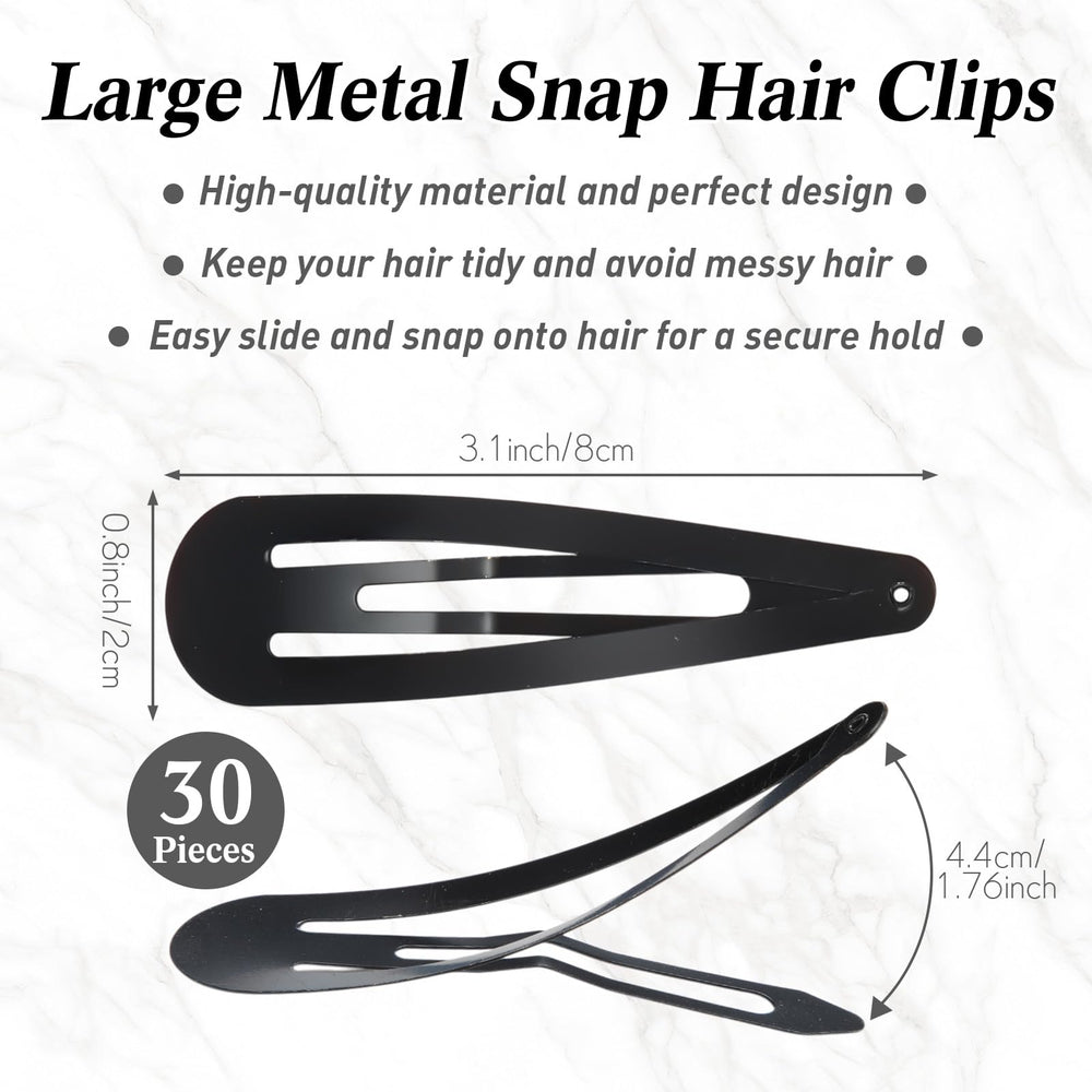 Willbond 3.1-inch snap clip in black for ponytails and updos.