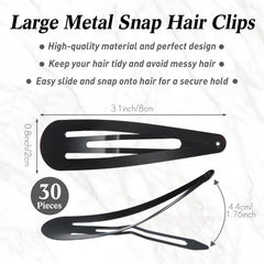 Willbond 3.1-inch snap clip in black for ponytails and updos.