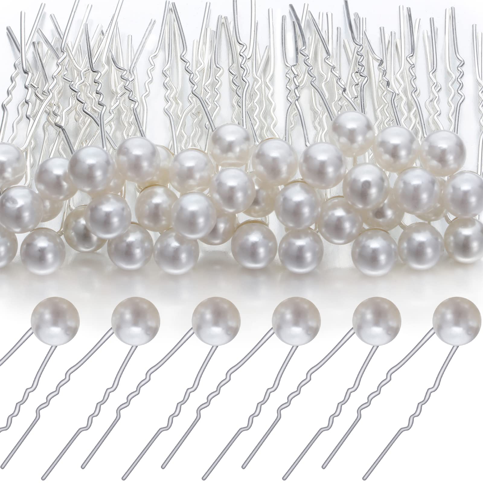 WILLBOND 40-pack pearl hair pins for bridal updo, adding subtle pearl glow.
