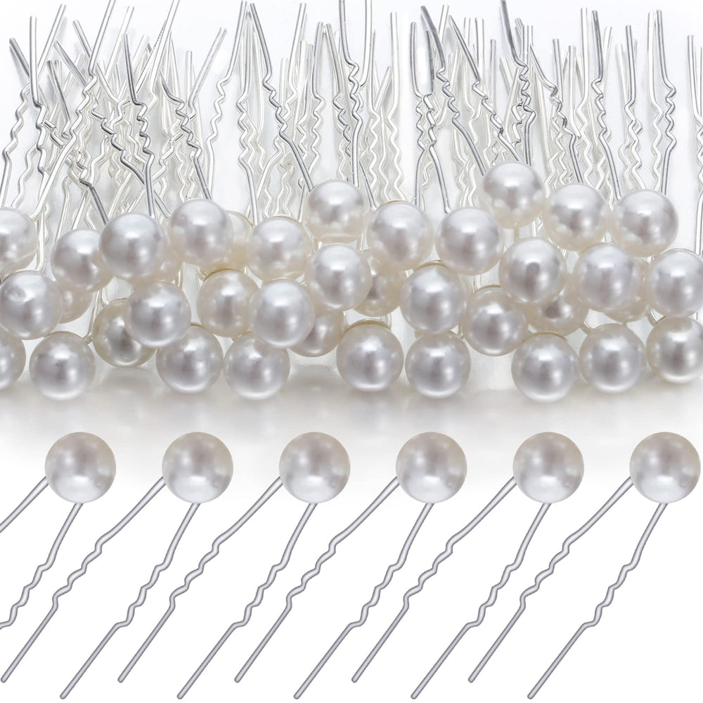 WILLBOND 40-pack pearl hair pins for bridal updo, adding subtle pearl glow.