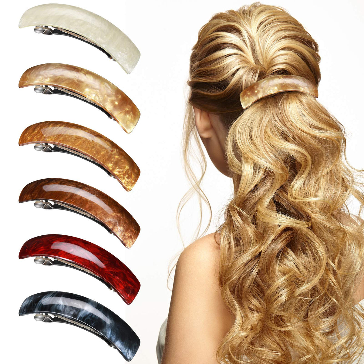 WillBond 6-pack multicolor hair barrettes secure versatile styles with bold color for daily wear.