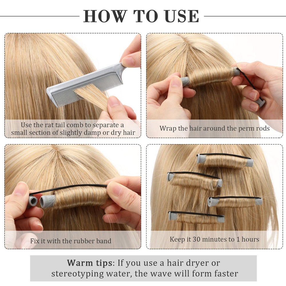 WILLBOND 8-2cm perm rods shown for medium-length to long hair curls.