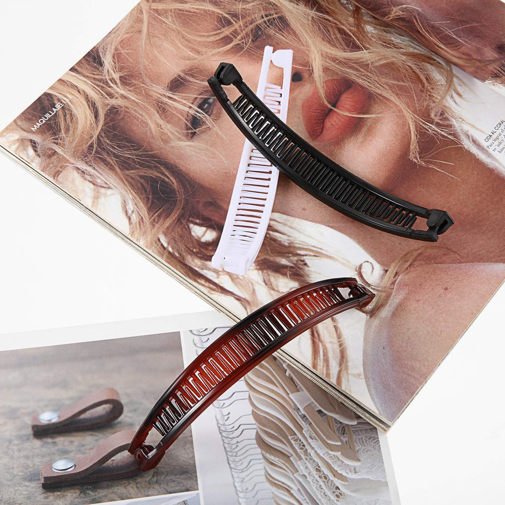 WillBOND banana clip shown on hair for a polished look.