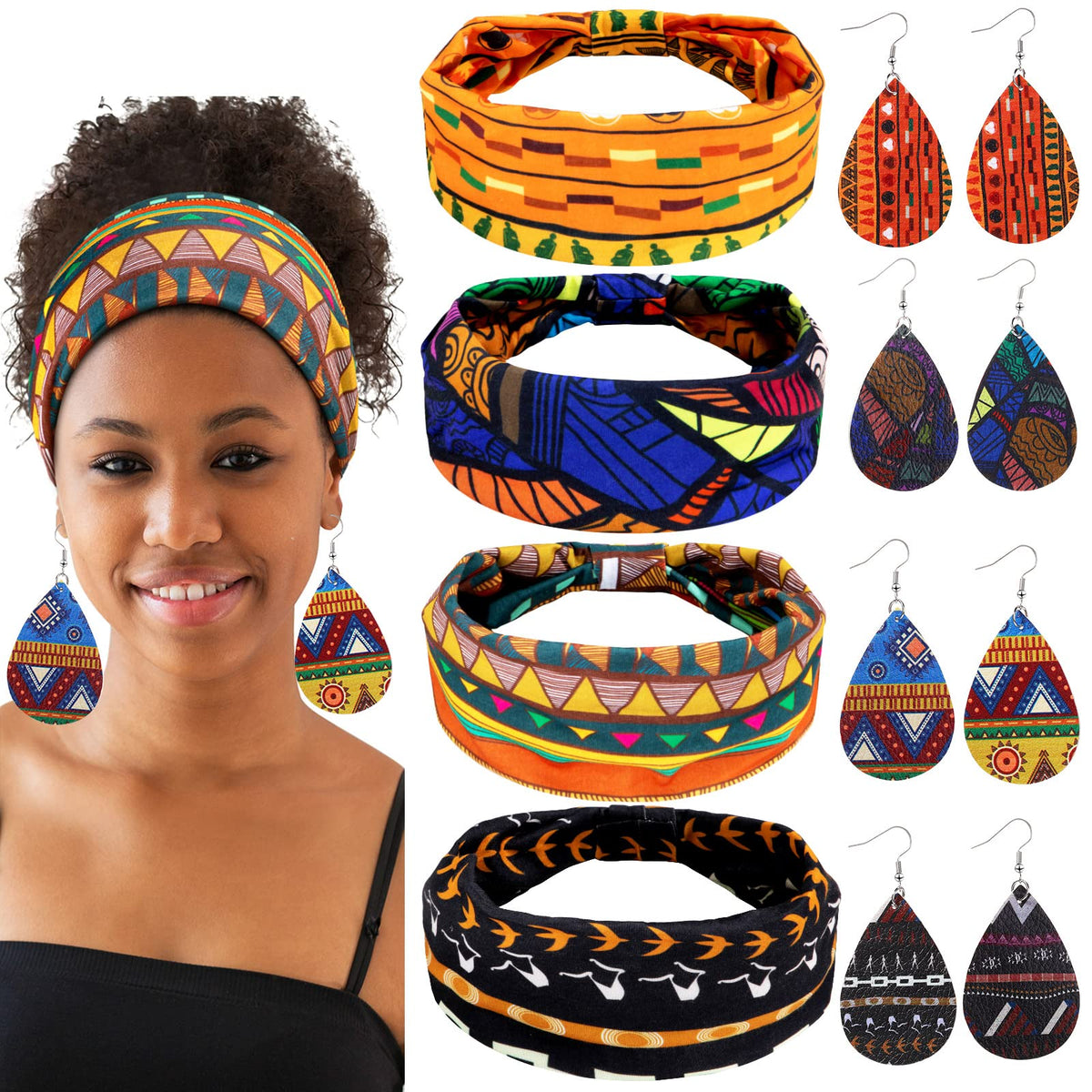 Willbond banda de cabeza africana estampada para estilos bohemios
