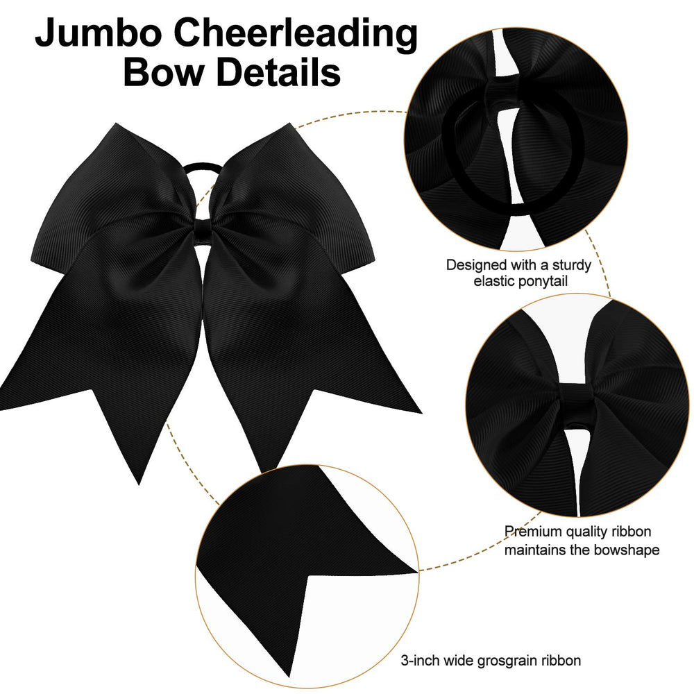 WILLBOND cheer bow ponytail holder in black for secure wear