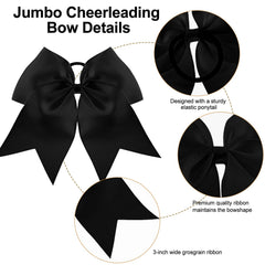 WILLBOND cheer bow ponytail holder in black for secure wear