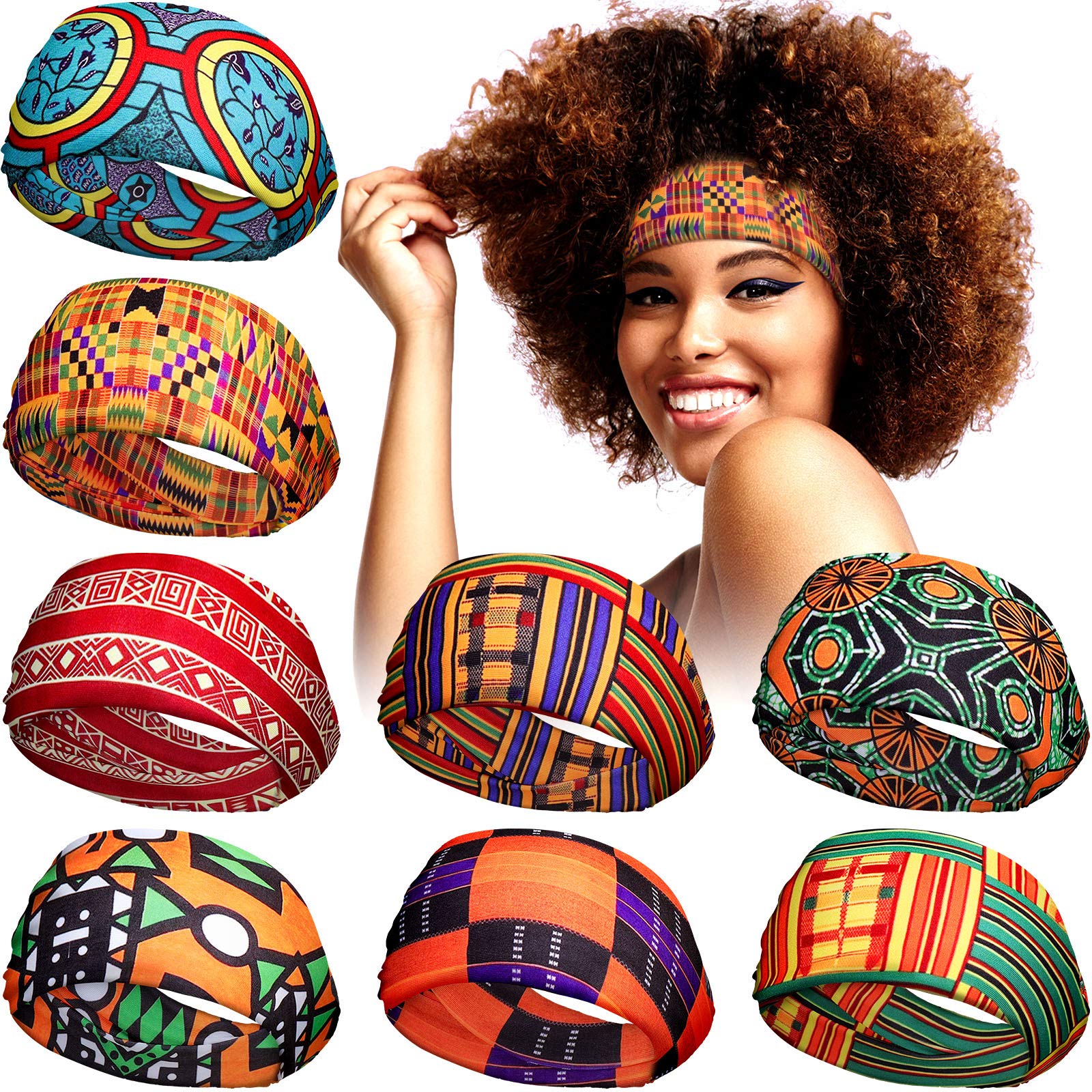 WILLBOND diadema ancha africana boho, colorido para uso diario.