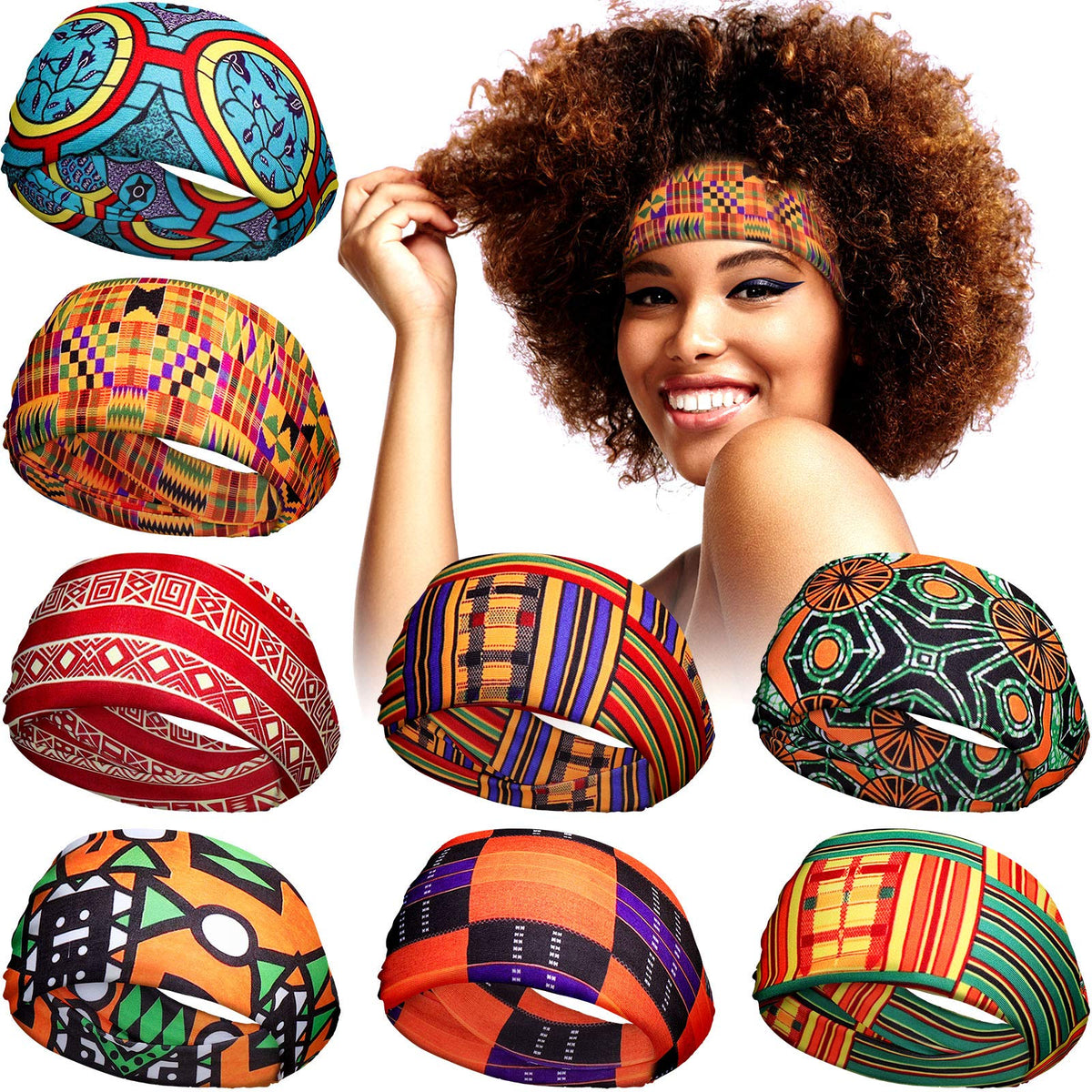 WILLBOND diadema ancha africana boho, colorido para uso diario.