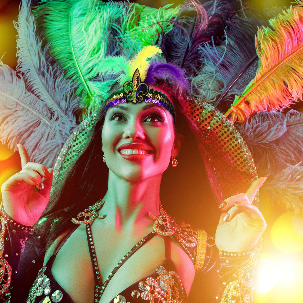 Diadema WILLBOND Mardi Gras lentejuelas amarillas, añade brillo y elegancia a tus fiestas