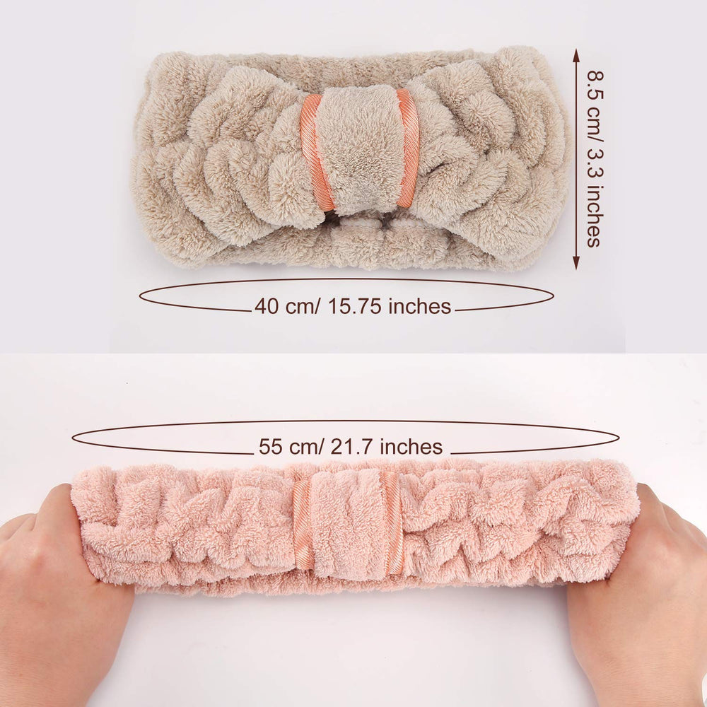 WILLBOND khaki microfiber headband secures hair for makeup sessions.