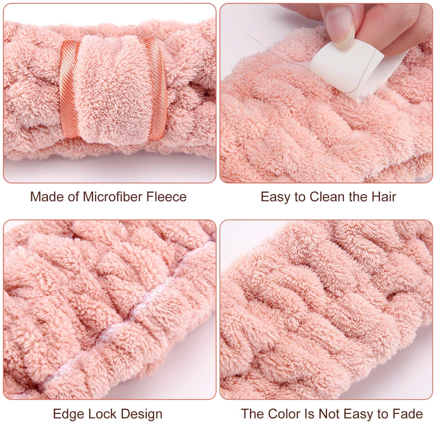 WILLBOND pink microfiber headband provides soft comfort for spa time.