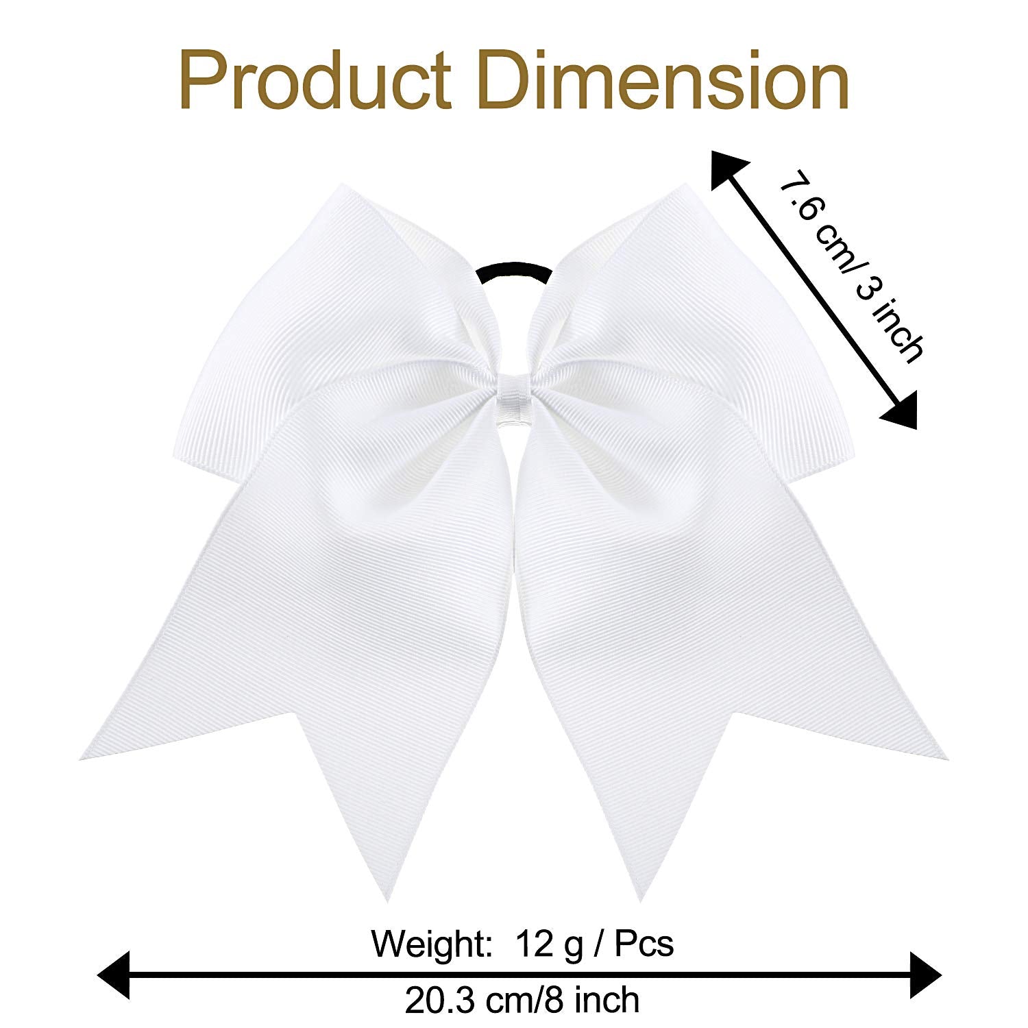 Willbond white bow with elastic ponytail holder for secure wear