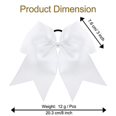 Willbond white bow with elastic ponytail holder for secure wear