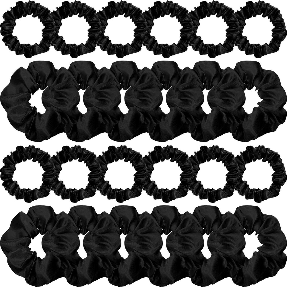WILLBOND satin hair scrunchies 24-piece pack in silky finish for elegant looks.