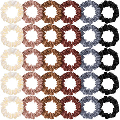WILLBOND satin silk scrunchies 30-piece pack in milky white, gentle and versatile for daily wear.