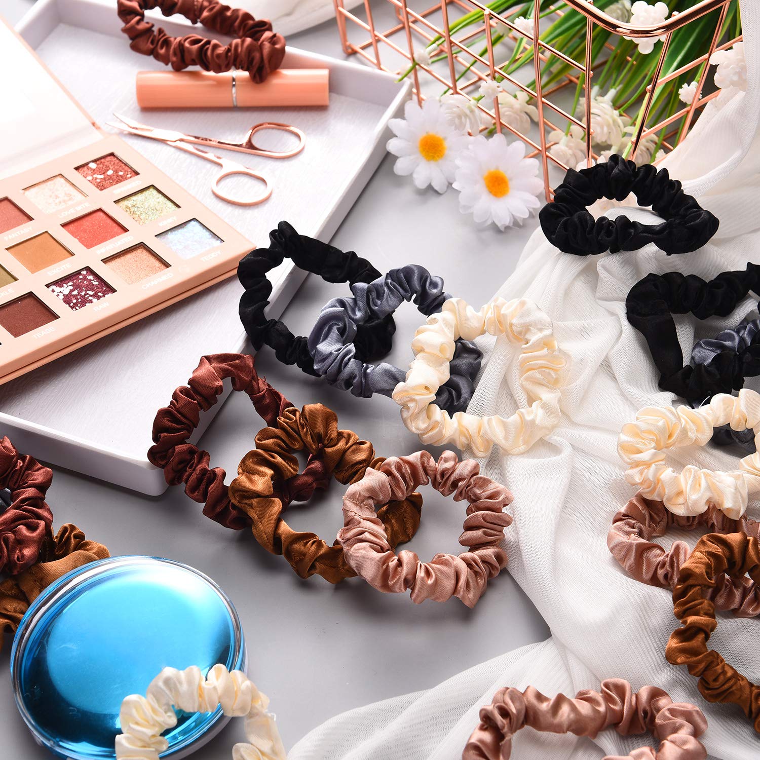 WILLBOND satin silk scrunchies black deliver classic, durable grip for everyday use.