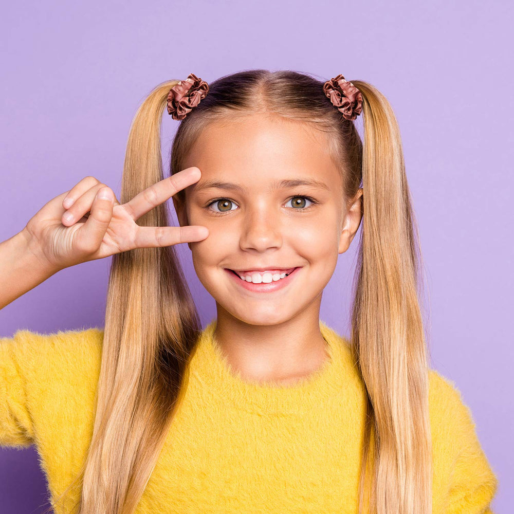 WILLBOND satin silk scrunchies yellow adds color pop for playful ponytails.