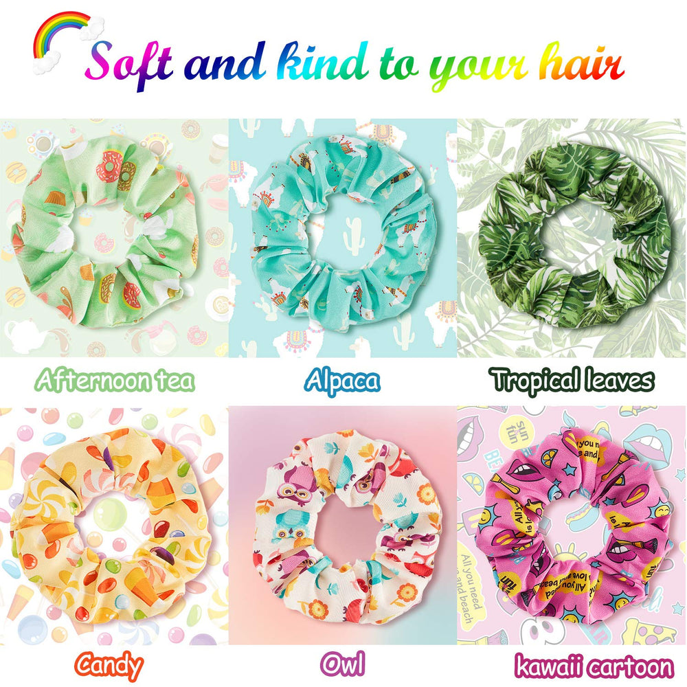 WILLBOND scrunchies ice cream pineapple pattern bright look with secure hold