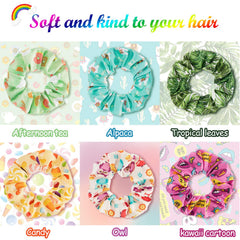 WILLBOND scrunchies ice cream pineapple pattern bright look with secure hold
