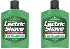 Williams Lectric Shave bottle pour demonstrates easy pre-shave prep for smoother skin.