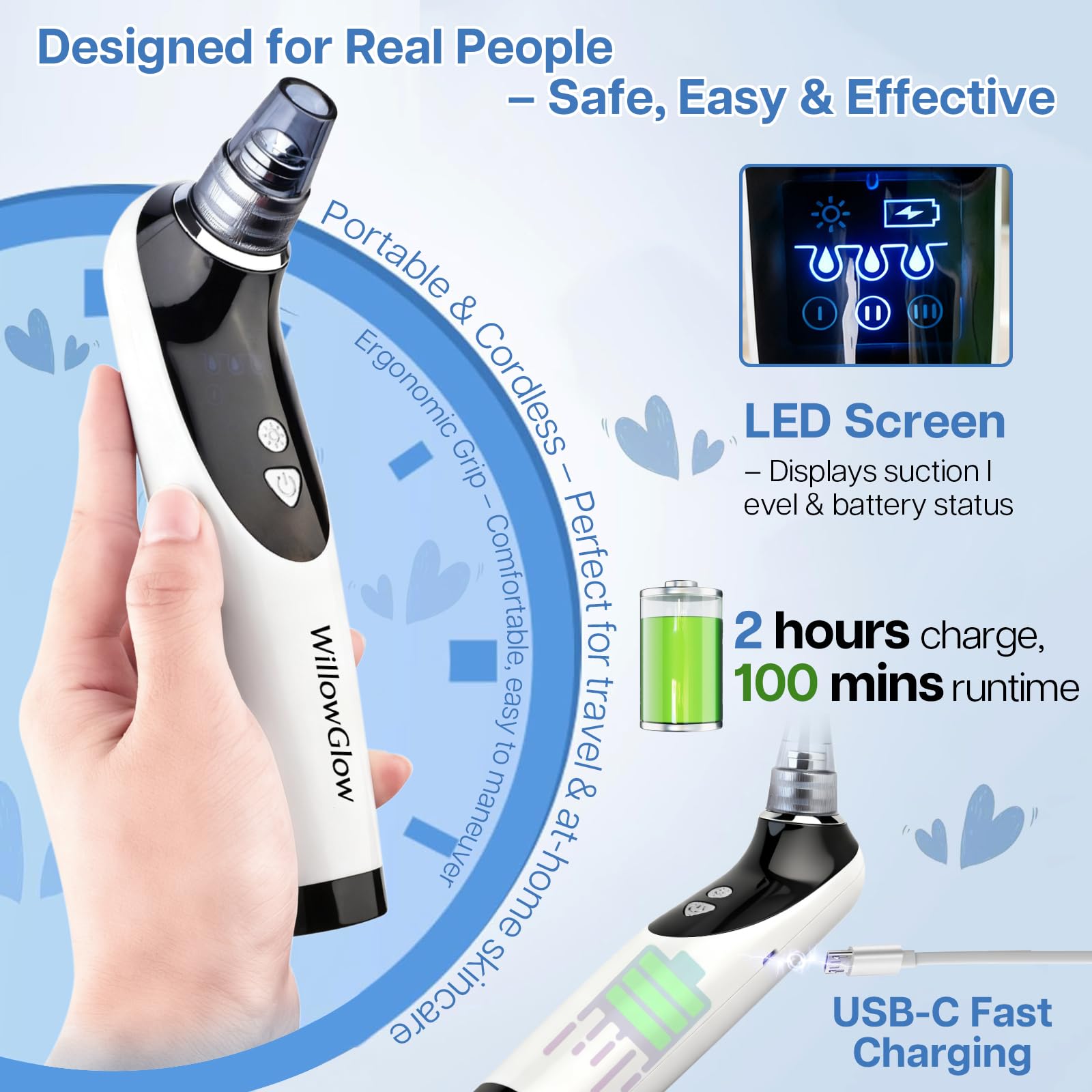 WillowGlow nose-t-zone therapy nozzle ready for refined pore care