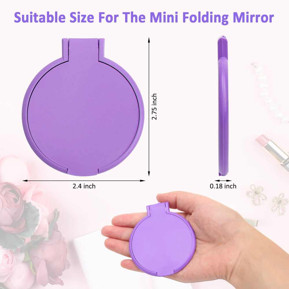 Windspeed mini folding round purple mirror for compact daily makeup.