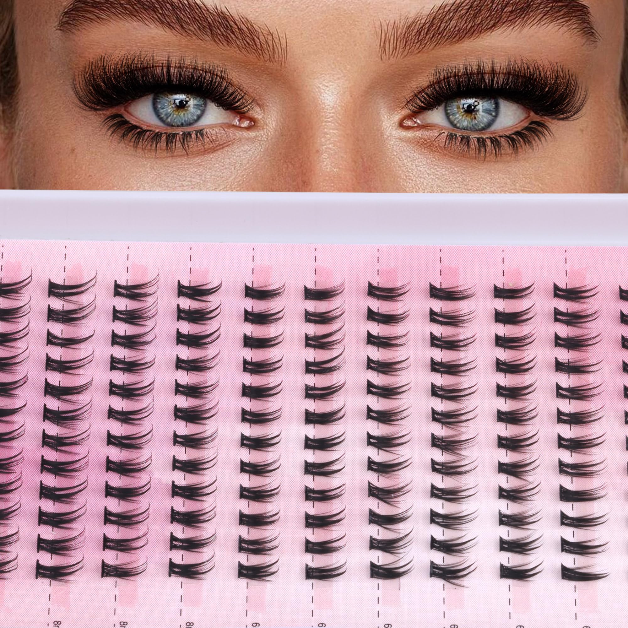 Multi-layered Winifred bottom lash clusters create deeper eye definition