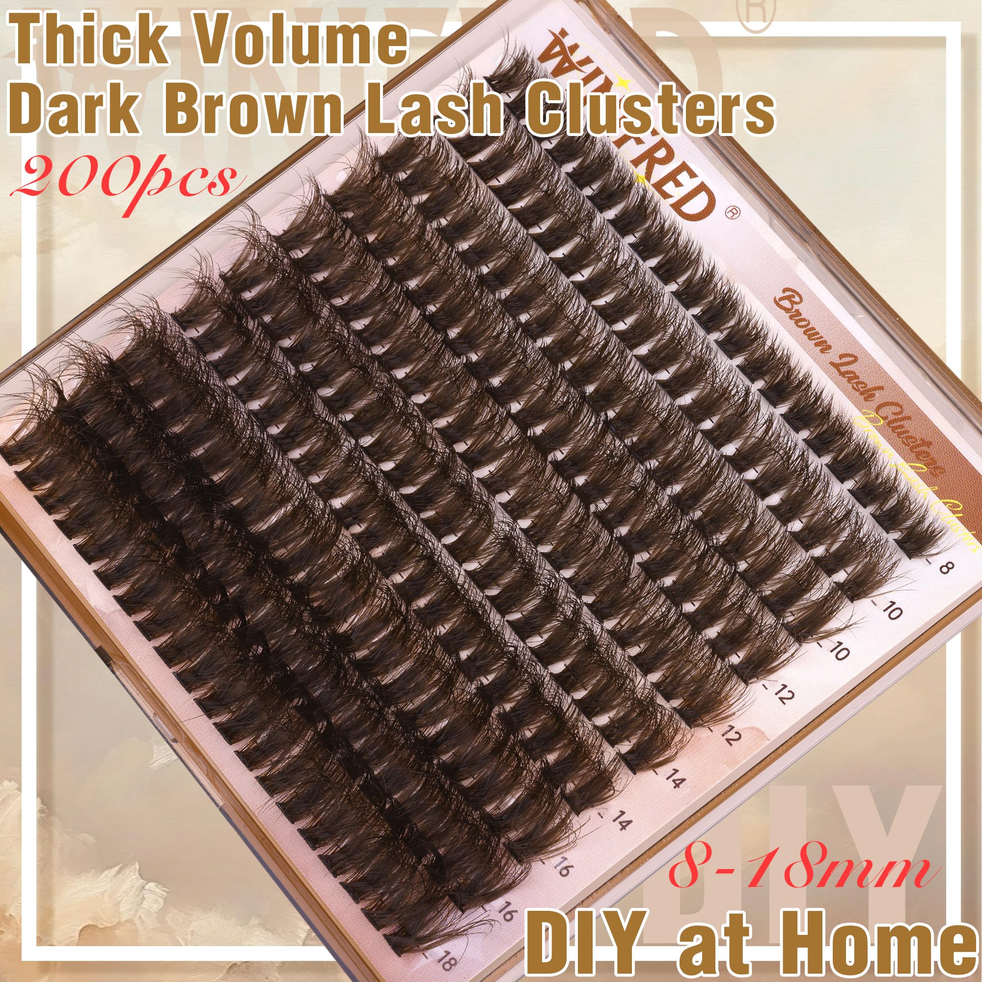 Winifred brown lash clusters 16mm for dramatic evening looks.