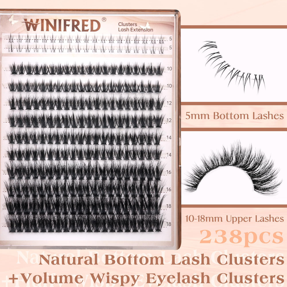 Winifred C-curvature lash clusters offering dramatic volume with comfortable lift.