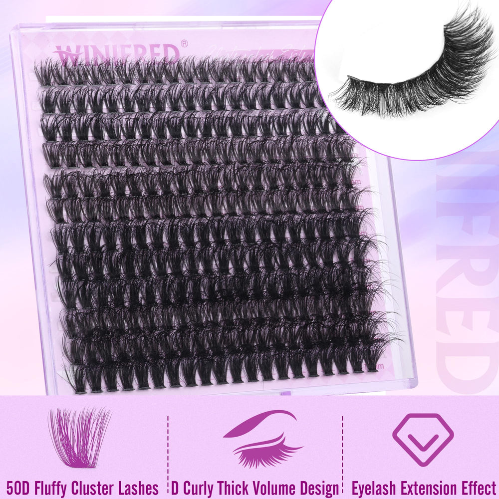 Winifred 16mm D-curvature clusters for dramatic length with comfortable wear.