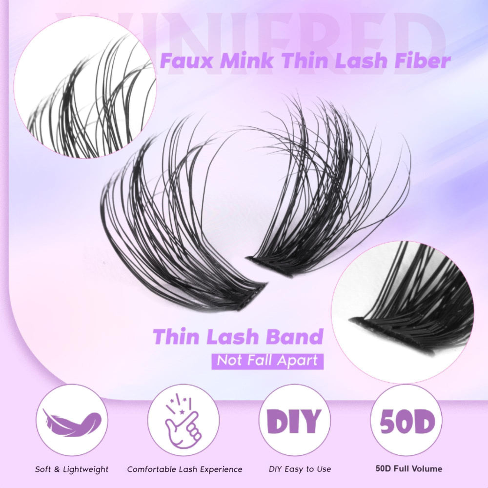 Winifred faux mink cluster lashes in 10–16mm for DIY salon results.