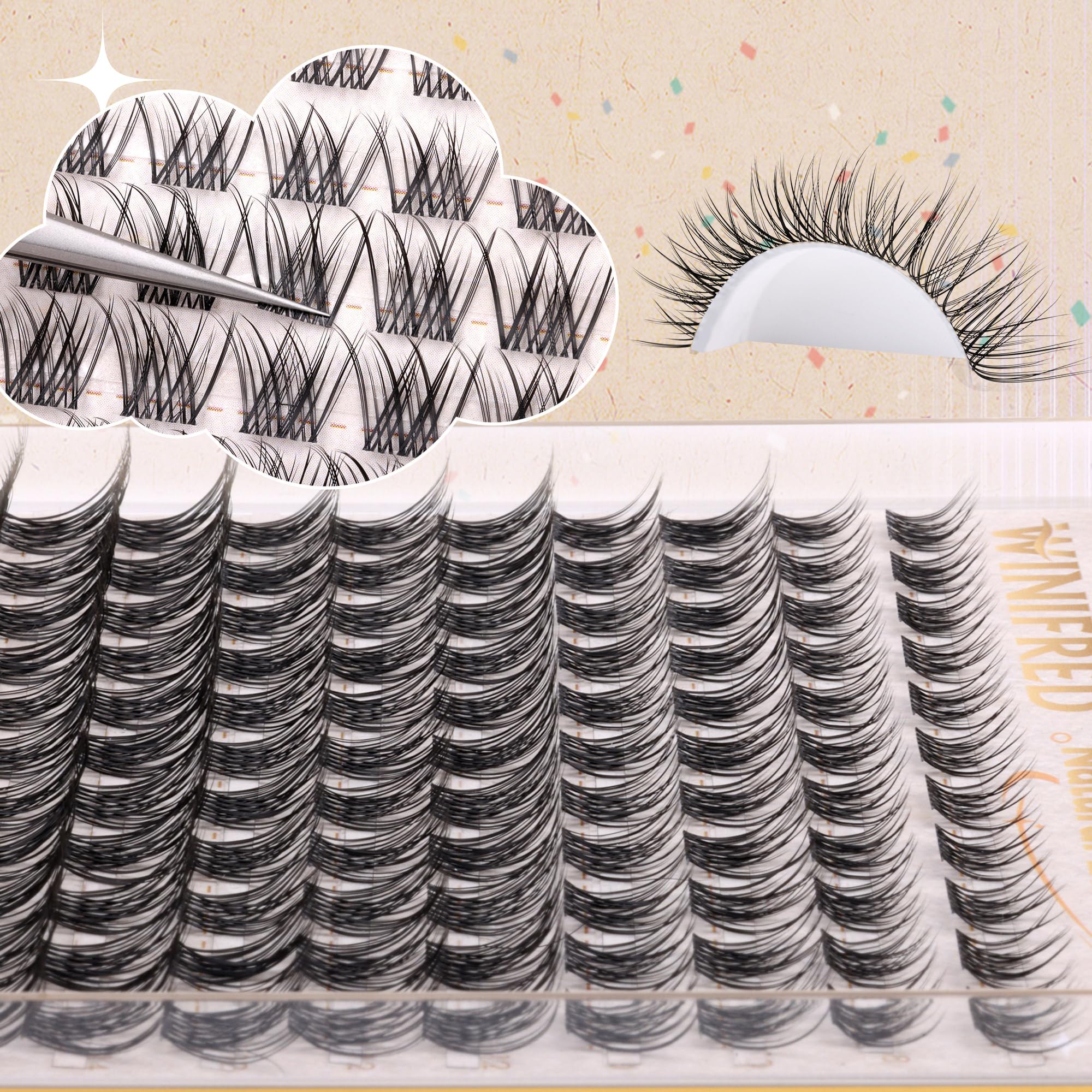Winifred lightweight lash clusters delivering featherlight feel and durability.