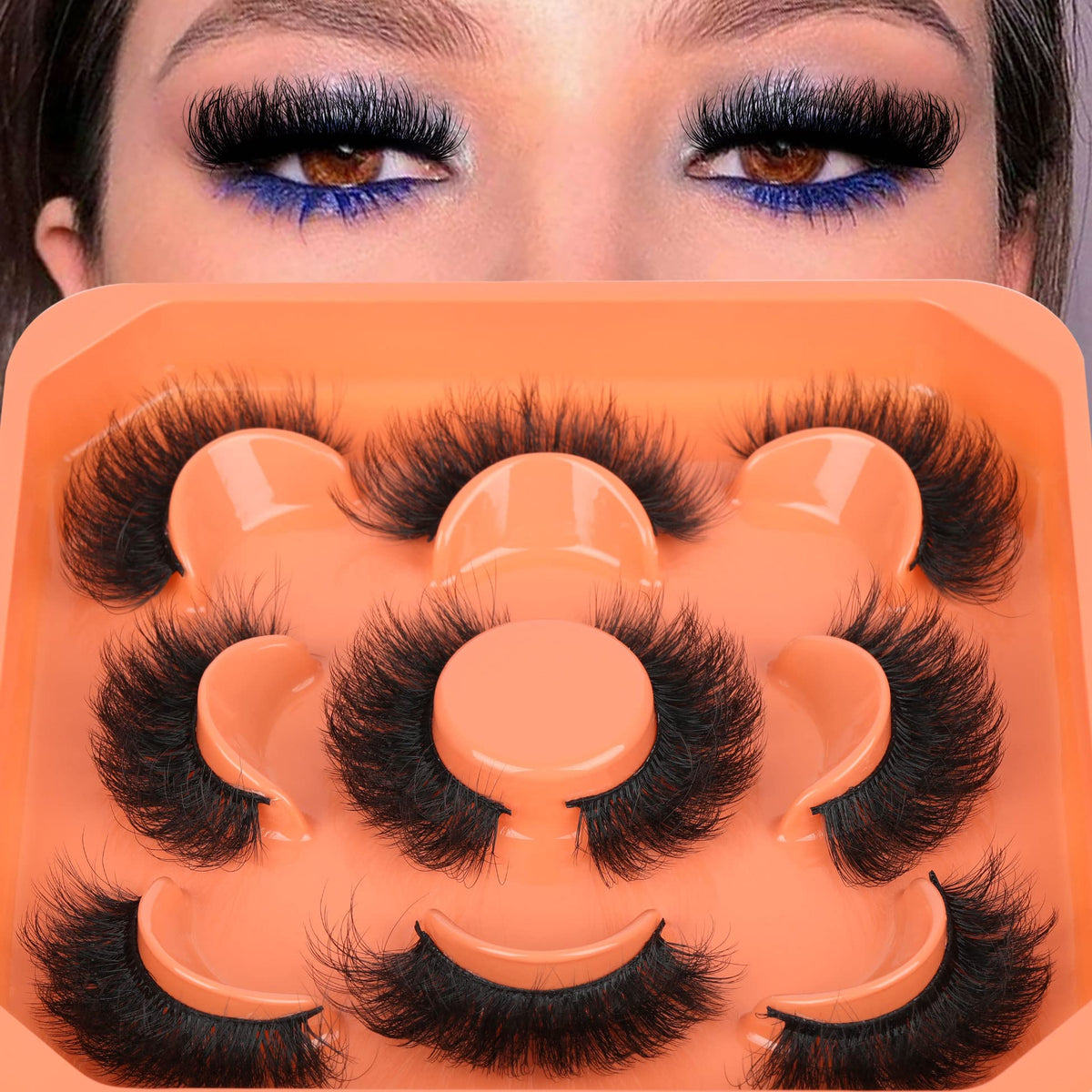 Winifred mink lashes 3D full volume 18mm on eye, bold yet natural look.