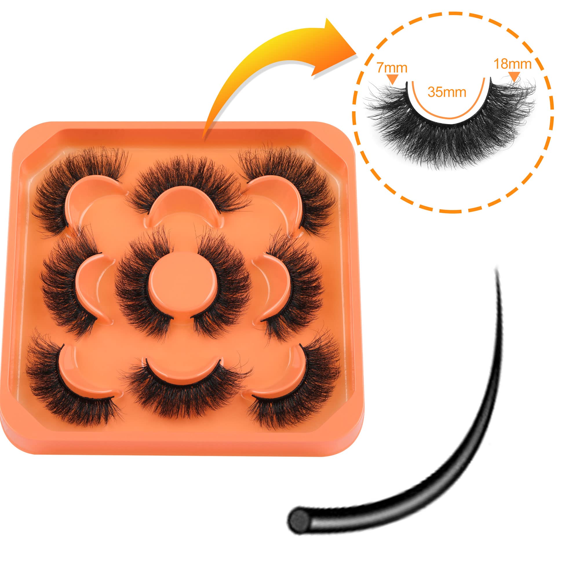 Winifred lashes with black cotton lash band curling to fit eye line.