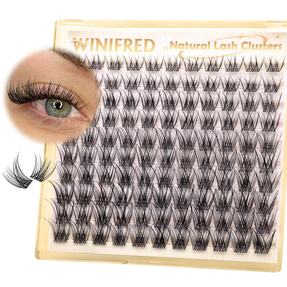 Winifred natural lash clusters with clear band for seamless daily look and easy application.
