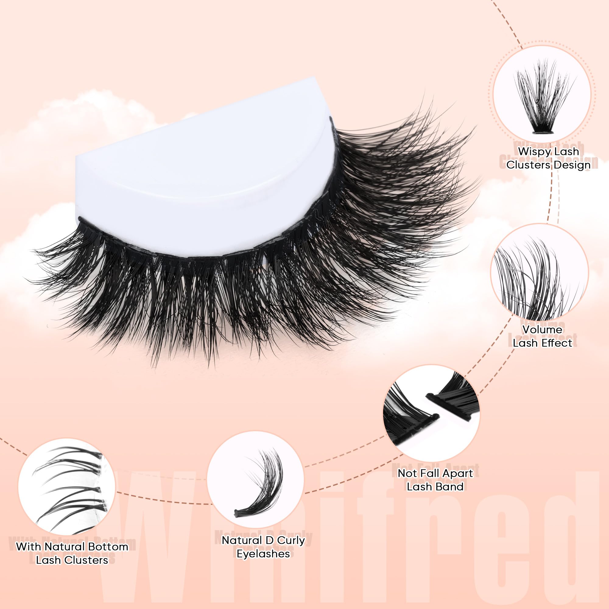 Winifred upper-lash clusters provide bold volume for a salon-style finish at home.