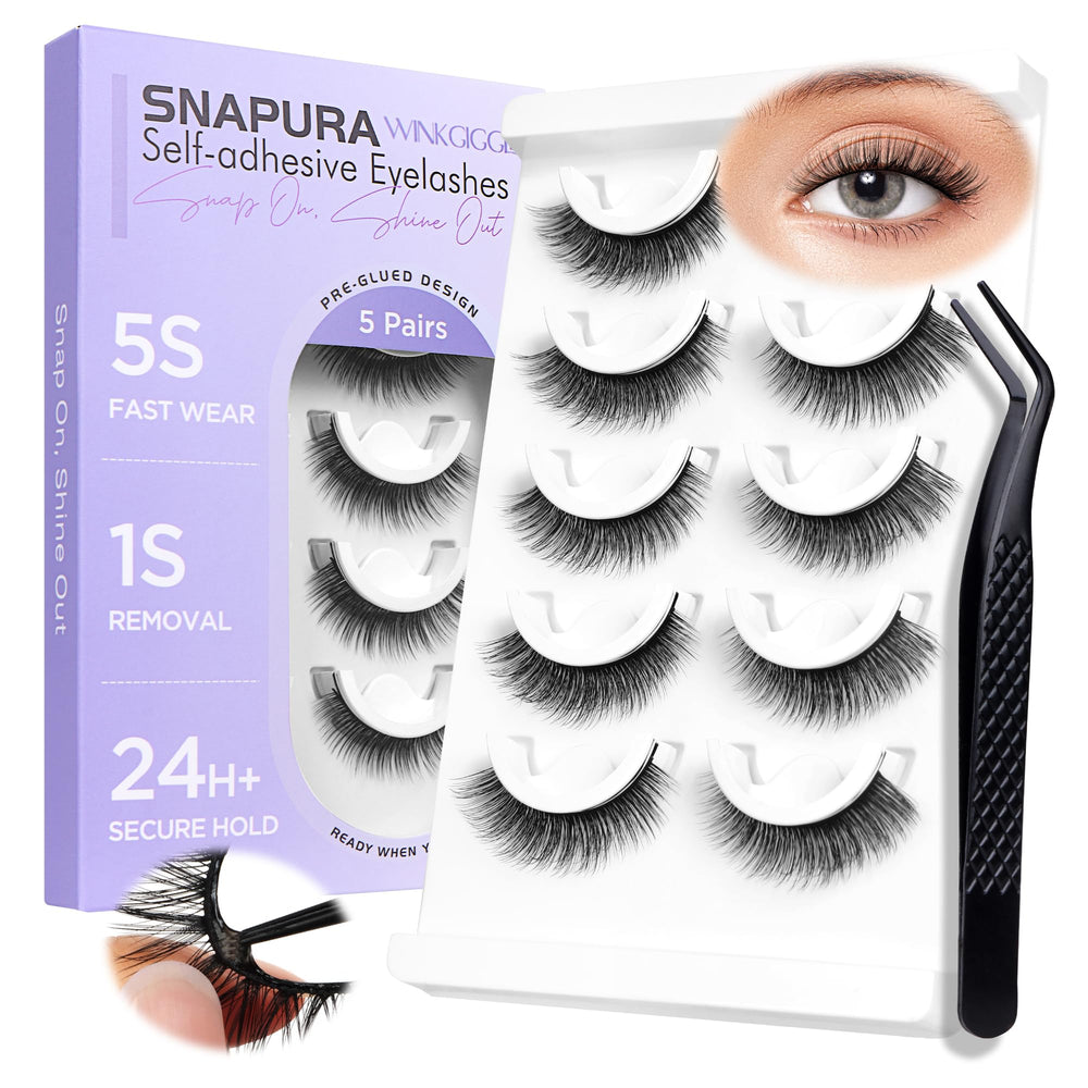 WINKGIGGLE self-adhesive eyelashes natural look 8–14mm for easy wear