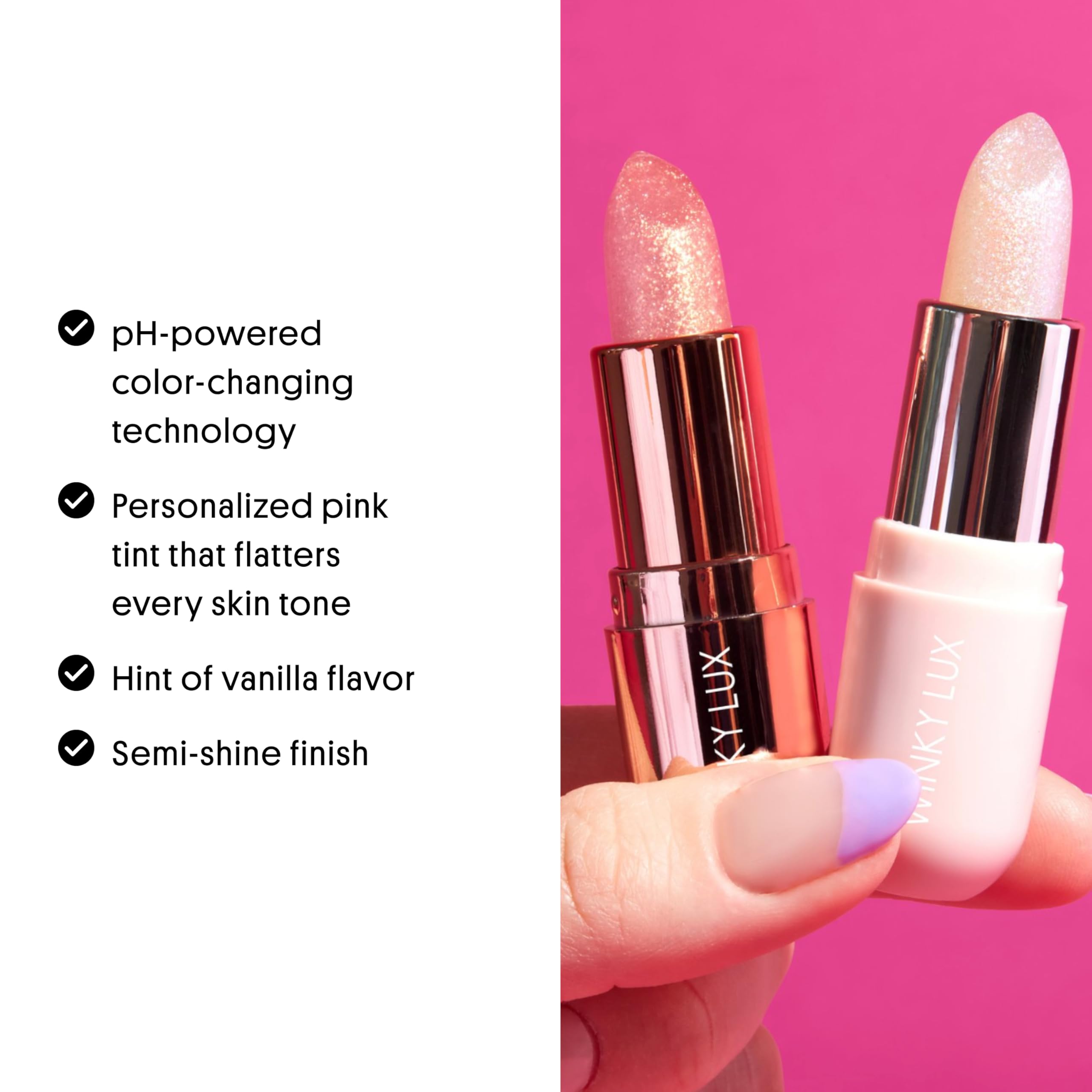 Muestra el cambio de color por pH en los labios con el Glimmer Rosa