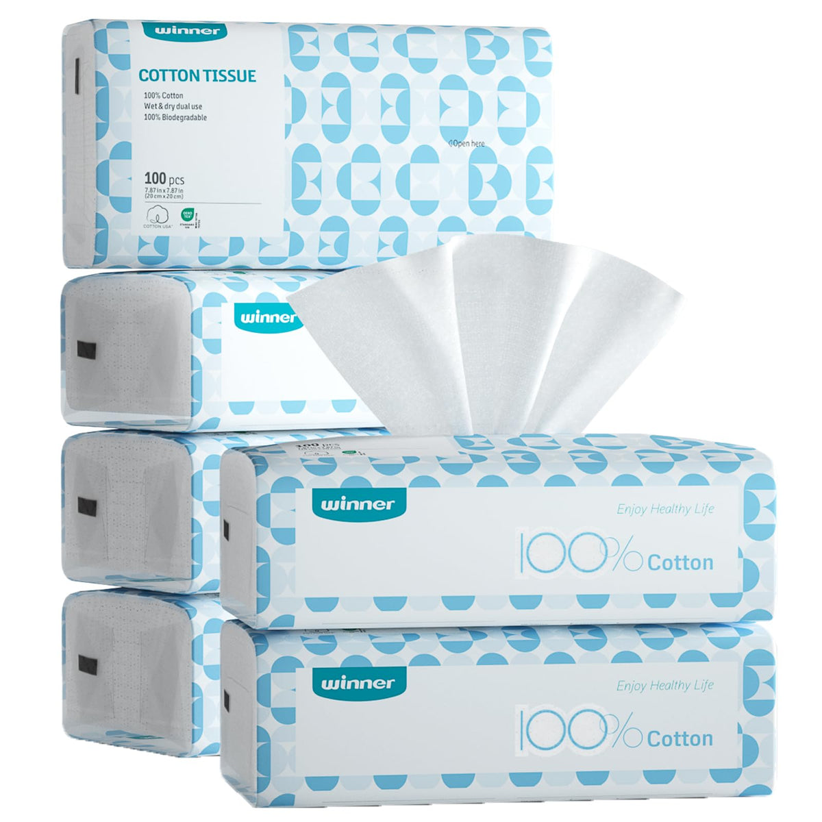 Winner soft face towels pack6 exterior box for hygienic daily skincare