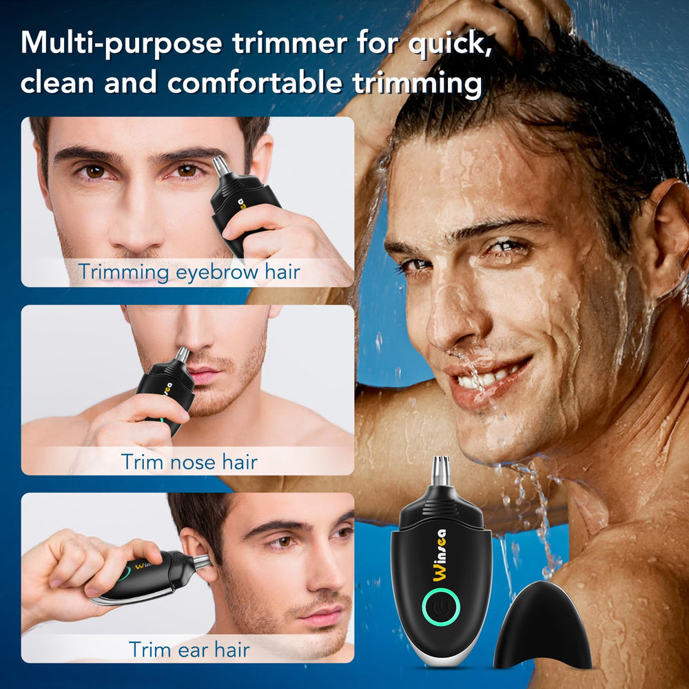 Winsea trimmer performs 360-degree trimming for thorough removal of nasal and ear hair.