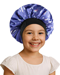Gorro de satén WINSTECK para niños, cohete azul, protege el cabello durante el sueño