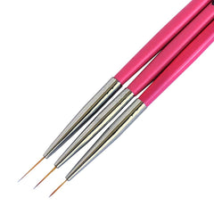 Winstonia Berry Wine 3pc brush set for precise nail art details.