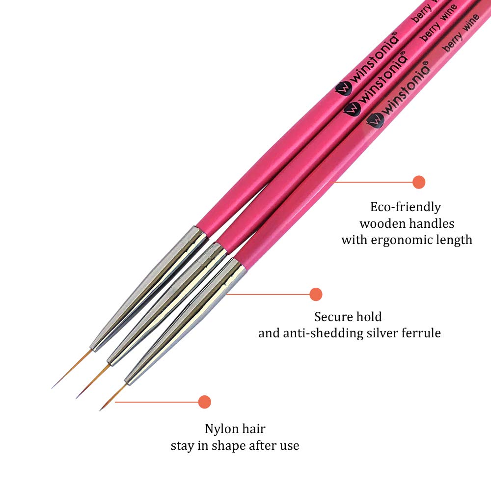 Winstonia Berry Wine fine tip brush for ultra-thin strokes.
