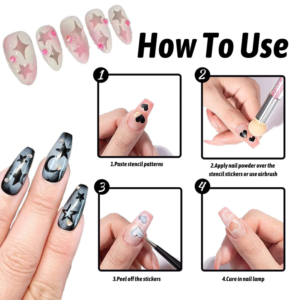 Winthrop mixed-design airbrush nail stickers for DIY nail art versatility