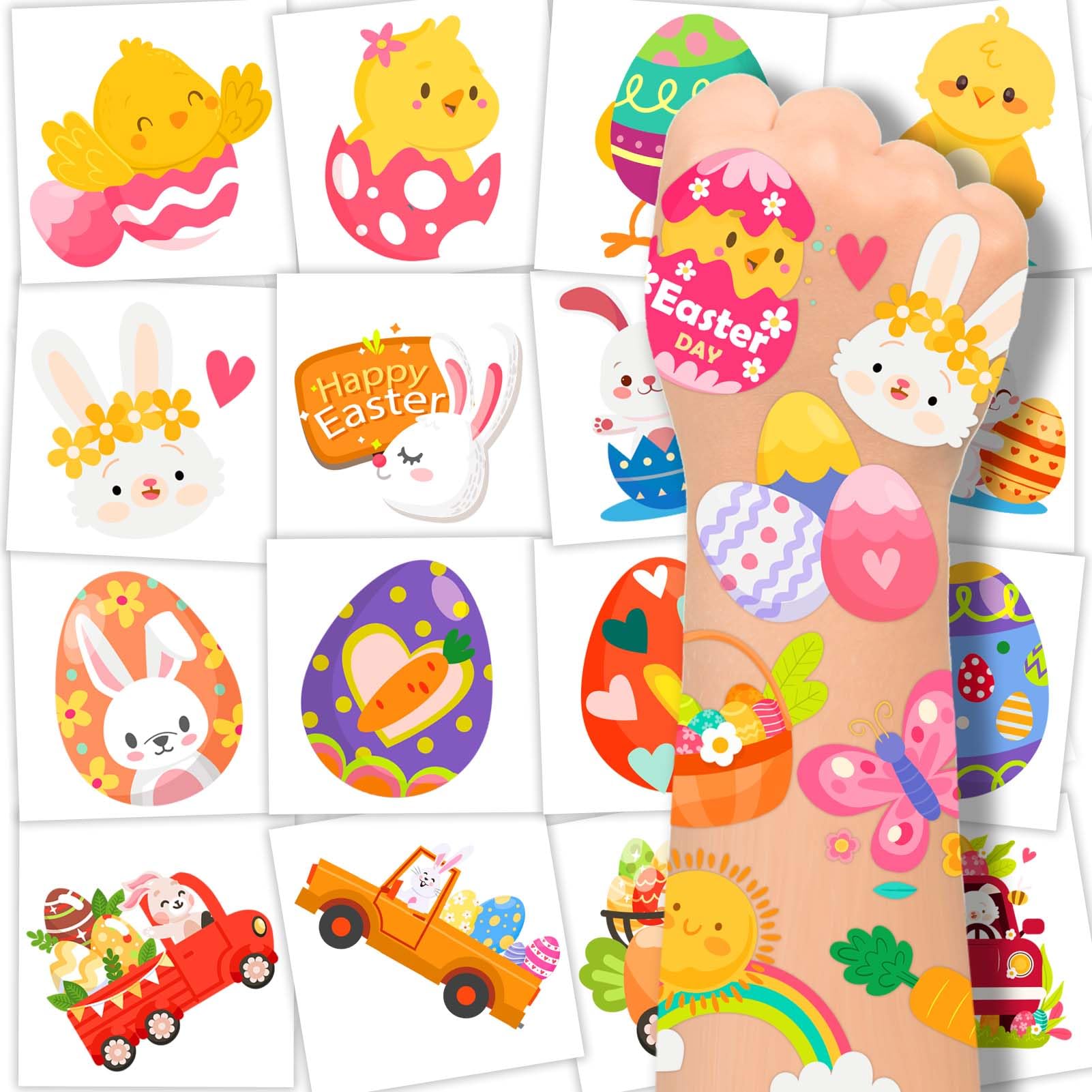Winthrop 240-pack Easter tattoos offer colorful designs for baskets and parties.