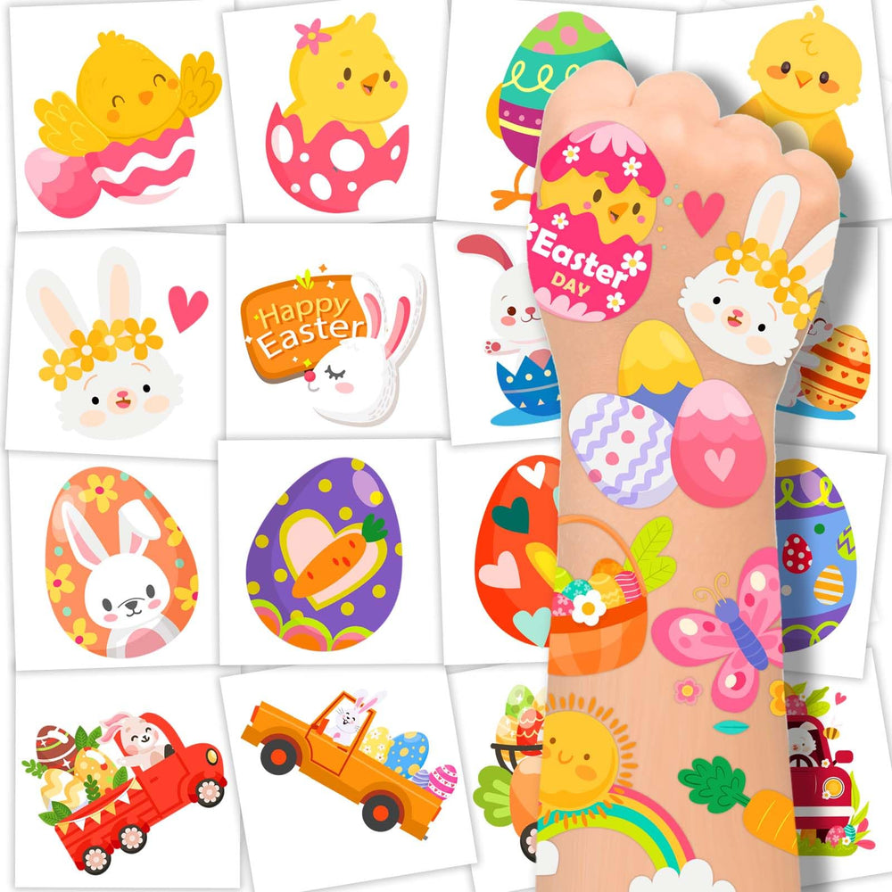 Winthrop 240-pack Easter tattoos offer colorful designs for baskets and parties.