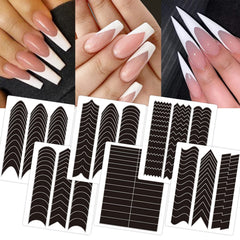 Winthrop French tip guides self-adhesive for easy nail art and clean removal.